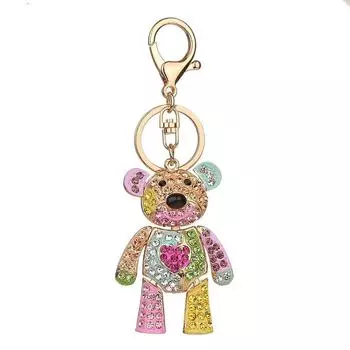 Брелок для ключей со стразами, кольцо-держатель в форме медведя, брелок для ключей из сплава, украшение для сумки (3 #)