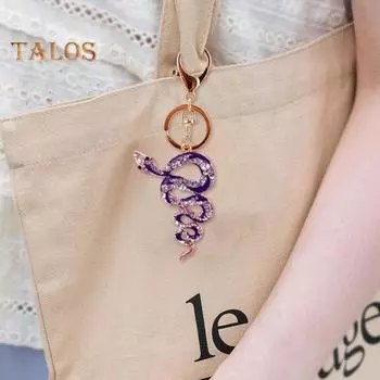 Брелок для ключей со стразами в форме змеи, декоративный держатель для ключей от машины, сумка, подвеска для сумки, аксессуары красный