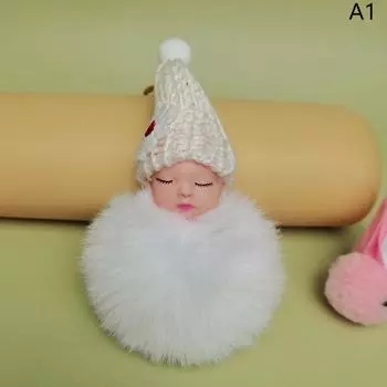 Брелок для ключей «Спящий ребенок» с помпоном, милый, пушистый, плюшевый, кукольный, брелки для женщин и девочек, брелки для сумок, брелки для ключей с автомобилями, ювелирные изделия