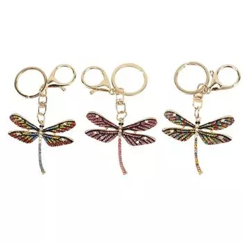Брелок для ключей «Стрекоза» из цинкового сплава со стразами, симпатичный брелок для ключей «Стрекоза» для сумки, рюкзака Colorful