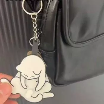 Брелок для ключей «Tull Play» в виде яйца-кошки, изысканный ювелирный брелок для девочки и мальчика в подарок белый