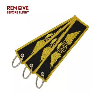 Брелок для ключей «Удалить перед полетом» золотого цвета, брелоки с вышивкой в виде пилота, 1 шт./лот чёрный