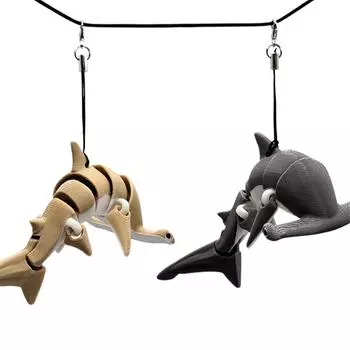 Брелок для ключей в виде акулы-молота 3D-животные, подвеска для рюкзака, гибкая, подвижная, брелок для кошелька, рюкзака, сумок fin жёлтый