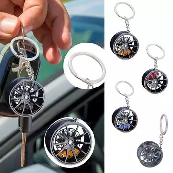 Брелок для ключей в виде автомобильного обода, металлический брелок для ключей в виде автомобильного обода, брелок в форме автомобильного обода, брелок из сплава для рюкзаков, сумок, ключей от машины One Size чёрный