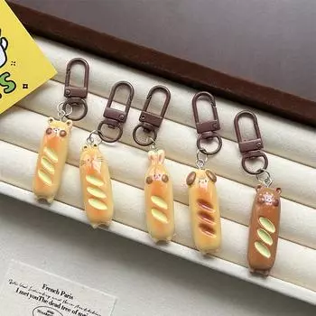 Брелок для ключей в виде багета в виде медведя из мультфильма «Кролик, хлеб», подвеска для телефона, чехол для наушников, подвеска, сумка, декоративный брелок для ключей от автомобиля as the picture