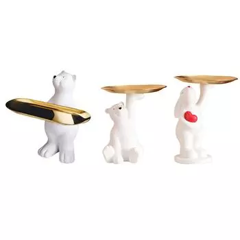 Брелок для ключей в виде белого медведя, фигурка, конфеты, всякая всячина, скульптура животного, украшение для дома, скандинавские очки, брелок для ключей, поднос, декор B