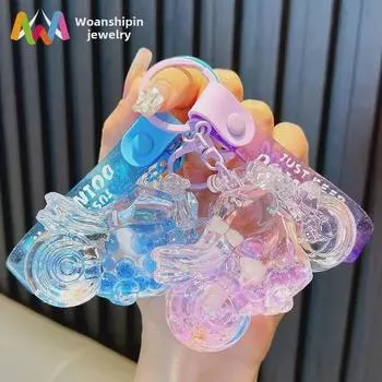 Брелок для ключей в виде бутылки для мотоцикла с масляным наполнением и зыбучими песками - автомобильный аксессуар и подарочный брелок для школьной сумки синий