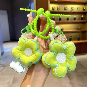 Брелок для ключей в виде цветка из цветной ткани - Милая плюшевая цветочная подвеска для сумок и автомобилей