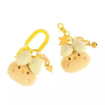 Брелок для ключей в виде цыпленка с мультяшным галстуком-бабочкой, симпатичная плюшевая кукла, брелок для ключей от машины, подвески для рюкзака, аксессуары для декора сумок as the picture