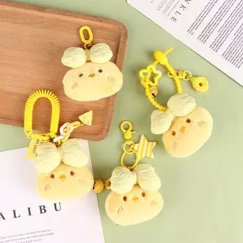 Брелок для ключей в виде цыпленка с мультяшным галстуком-бабочкой, симпатичная плюшевая кукла, брелок для ключей от машины, подвески для рюкзака, аксессуары для декора сумок C