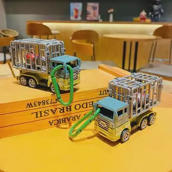 Брелок для ключей в виде игрушечной машинки с инерционным механизмом в виде динозавра - креативная студенческая сумка-подвеска, небольшой подарок