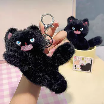 Брелок для ключей в виде кошки, кукольное животное, декоративный подвесной орнамент, креативный милый, награды, мемориалы, автомобиль чёрный