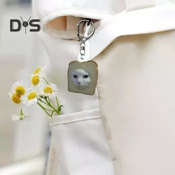 Брелок для ключей в виде кота с тостом, прозрачный акриловый толстый ремень, застежка-карабин, брелок для автомобиля, сумка, аксессуары, подарок на рождественскую вечеринку D