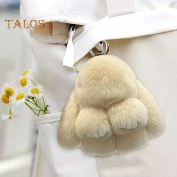 Брелок для ключей в виде кролика ручной работы, подвеска на сумку, пушистый искусственный мех кролика, брелок с подвеской в виде вислоухого кролика, универсальный аксессуар для кошелька серый