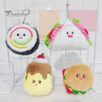 Брелок для ключей в виде куклы, брелок в виде гамбургера, картофеля, суши, хлеба, круассана, брелок в форме куклы L