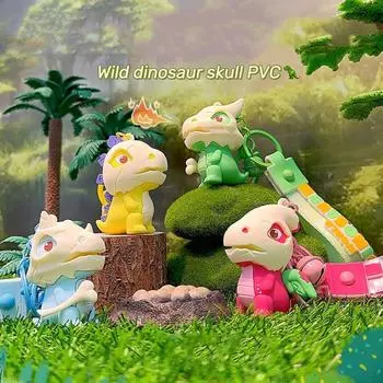 Брелок для ключей в виде куклы-динозавра с изображением животного Творческий мини-брелок для ключей в виде мультяшного динозавра для студентов жёлтый