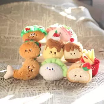 Брелок для ключей в виде куклы из серии «Еда» Брелок для ключей в форме гамбургера, картофеля, суши, хлеба, круассана