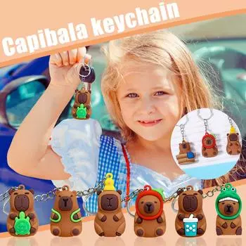 Брелок для ключей в виде куклы с рисунком из мультфильма | 4,5 см Портативная сумка-подвеска, милое кольцо-брелок с изображением животного One Size