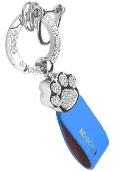 Брелок для ключей в виде лапы кошки собаки с ремешком из кожи синего цвета для женщин, корейский, блестящий, стильный, милый, кожаный, с украшением в виде сумки для ключей, со стразами