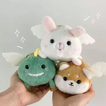 Брелок для ключей в виде летающего животного с плюшевой куклой, виляющей хвостом, брелок для ключей с мультяшной куклой, сумка, кулон в подарок Dog