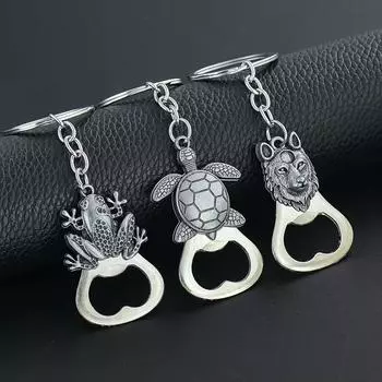 Брелок для ключей в виде лягушки, волка, льва, металлический, бронзового цвета, открывашка для пива, брелок для рюкзака, подвеска Lion red