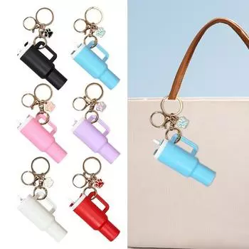 Брелок для ключей в виде мини-чашки в виде кошачьей лапки, брелок для монеты, помады, держатель для мелких предметов, брелок для рюкзака, аксессуар белый