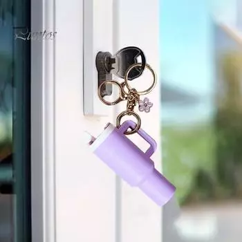 Брелок для ключей в виде мини-чашки, брелок в виде цветка, держатель для монеты, помады, аксессуар для рюкзака красный