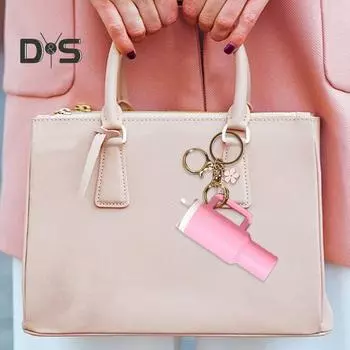 Брелок для ключей в виде мини-чашки, брелок в виде цветка, держатель для монеты, помады, аксессуар для рюкзака красный