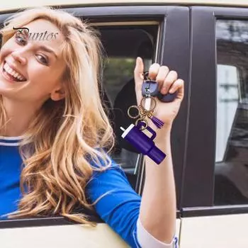 Брелок для ключей в виде мини-чашки с кисточкой, брелок для монеты, помады, держатель для мелких предметов, брелок для рюкзака, аксессуар чёрный