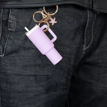 Брелок для ключей в виде мини-чашки в виде морской звезды, брелок для монеты, помады, держатель для мелких предметов белый