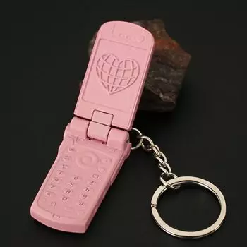 Брелок для ключей в виде миниатюрного сотового телефона Loveheart&Bowknot, брелок для ключей от машины, модель телефона, брелки для детей, подарки золотой