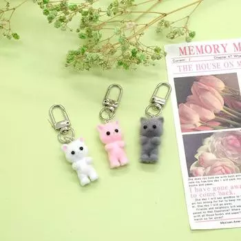 Брелок для ключей в виде мультяшного кота, брелок для ключей Kawaii Cat, брелок для ключей, сувениры, подарки, ключи от машины, сумка для украшений своими руками, кулон, аксессуары белый