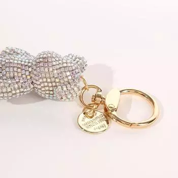 Брелок для ключей в виде мультяшного медведя, изысканный брелок для ключей в виде медведя со стразами, подарок белый