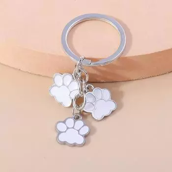 Брелок для ключей в виде мультяшной кошечки, собачьей лапки, кавайный милый кулон, брелок со следами, эмалированные брелки для пар чёрный