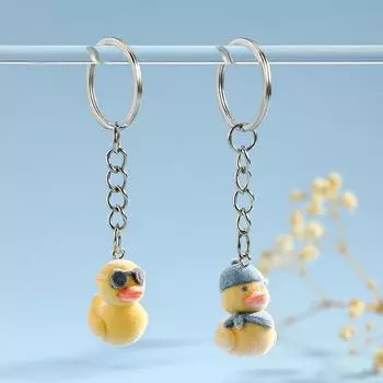 Брелок для ключей в виде мультяшной стаи уток, креативный 3D-брелок для ключей в виде маленькой желтой утки, держатель для ключей в машину, сумка, подвеска, украшение, подарки для пары as the picture