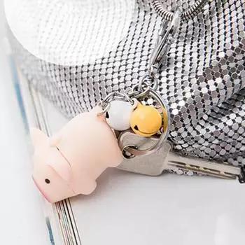 Брелок для ключей в виде мультяшной свиньи с колокольчиками, светодиодными лампами, подвеской-брелоком со звуковыми эффектами, подарок на Новый год и день рождения чёрный