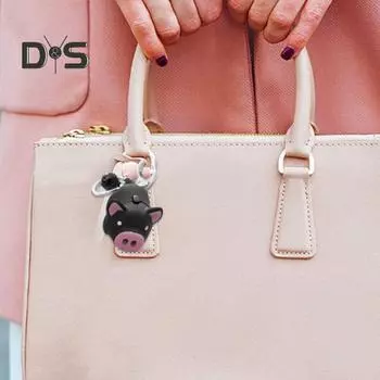 Брелок для ключей в виде мультяшной свиньи с колокольчиками, светодиодными лампами, подвеской-брелоком со звуковыми эффектами, подарок на Новый год и день рождения розовый