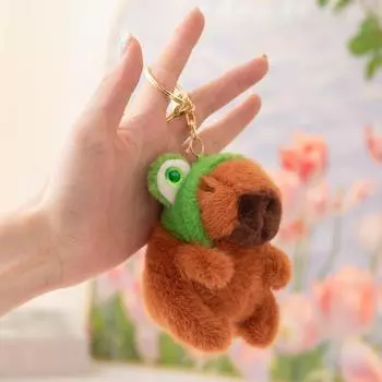 Брелок для ключей в виде переодевания капибары, мягкий, брелок с изображением животных из мультфильма, коричневый, плюшевый, подвеска в виде капибары, пара Style3