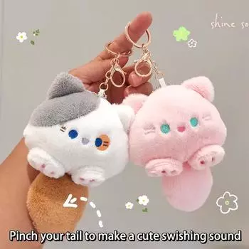 Брелок для ключей в виде писклявого кота ручной работы, плюшевая кукла, школьная сумка, брелок для ключей, модный аксессуар для женщин, подарок белый