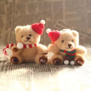 Брелок для ключей в виде плюшевого медведя для рюкзака, мультяшный мишка, подвеска, очаровательный брелок для ключей в виде медведя, мягкий красный