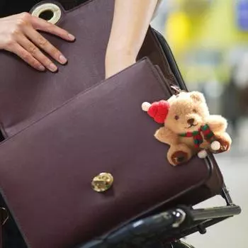 Брелок для ключей в виде плюшевого медведя для рюкзака, мультяшный мишка, подвеска, очаровательный брелок для ключей в виде медведя, мягкий хлопок красный