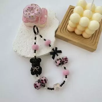 Брелок для ключей в виде плюшевых кукол-мячей Y2k, автомобильный брелок, изысканный медведь, телефон, ремешок, сумка, декор