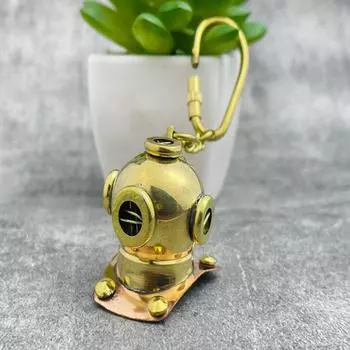 Брелок для ключей в виде шлема для дайвинга из латуни — превосходный морской подарок для мужчин и женщин | Винтажный брелок для ключей в виде аквалангиста, подарок ко дню рождения