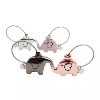 Брелок для ключей в виде слона и животного, стальная проволока, брелок для ключей, подарок для пары фиолетовый
