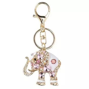 Брелок для ключей в виде слона, изысканный, из цинкового сплава, ювелирное украшение, брелок для ключей, сумка для девочек, металлический кулон, розовый