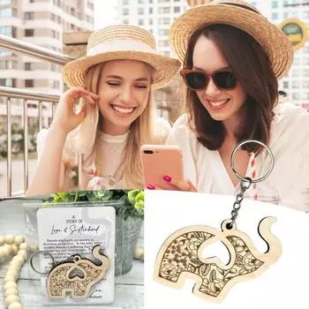 Брелок для ключей в виде слона Yousheng Wooden Sisterhood, брелок для ключей в виде слона для женщин, рюкзак, сумочка, подвесное украшение, кулон, подарок на день дружбы