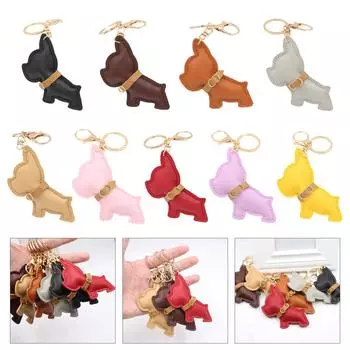 Брелок для ключей в виде собаки-бульдога, аксессуар из искусственной кожи, брелок для собак, украшение на рюкзак для любителей домашних животных и автолюбителей 1