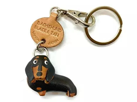 Брелок для ключей в виде собаки из натуральной кожи, гладкий, черный, загар, VANCA CRAFT, ручная работа от & (Сделано в Японии, Мастера)