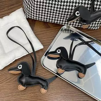 Брелок для ключей в виде собаки таксы из искусственной кожи, брелки для женщин, подвеска на сумку, ювелирное изделие, брелок для ключей, держатель для ключей в подарок