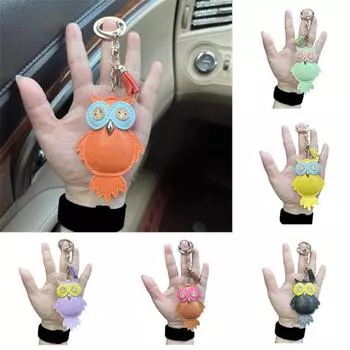 Брелок для ключей в виде совы, компактный, легкий, из искусственной кожи, подвеска для ключей, сумок, рюкзаков, аксессуаров вино красного